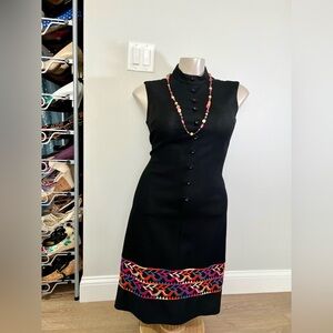 Vintage Bleeker Street dress with orange, pink, blue and cream embroidery